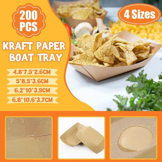 Kraft Paper Boat Tray Biodegradable Multi Size Serving Food Safe Fries Rice Deli Aimall