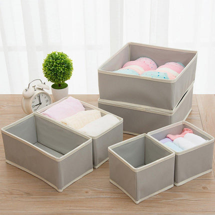 6Piece Set Foldable Non-woven Underwear Bra Socks Storage Box Drawer Organizer