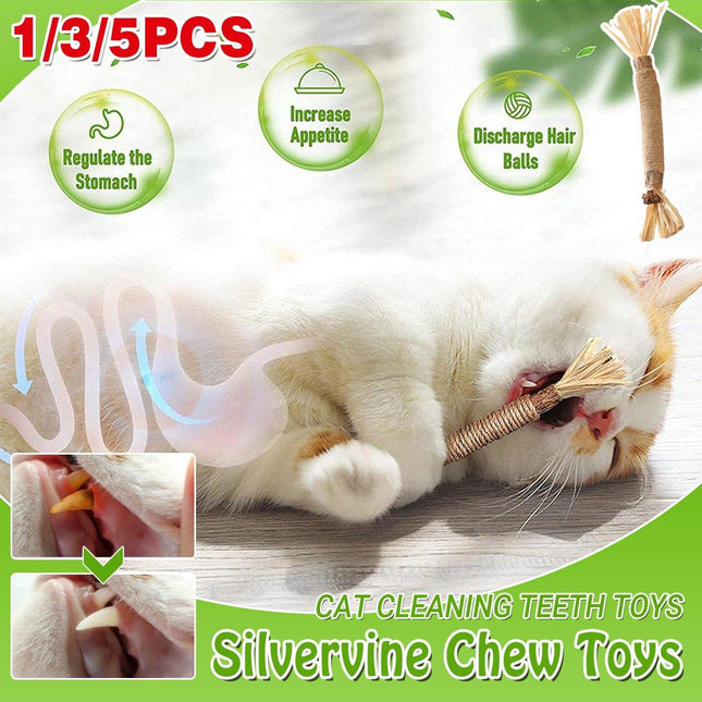 Cat Toys Silvervine Chew Stick Kitten Treat Catnip Toy Grinding Tooth Cleaning - Aimall
