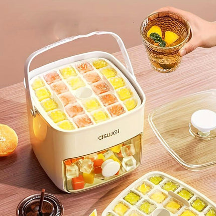 Portable Ice Compartment Cube Mold Plastic Ice Making Box and Ice Cube Holder