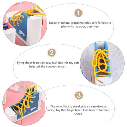 2PCS Wooden Lacing Toy Set for Early Learning and Fine Motor Skill Training
