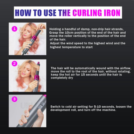 5 IN 1 Hair Dryer Brush Hot Comb Air Volumizer Curler Straightener Curling Style - Aimall