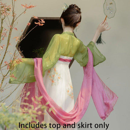 Women Chinese Style Hanfu Tea Dress Guofeng Tang Inspired Chest-length Dress