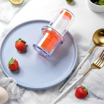 Kitchen Oil Dispenser Brush with Storage Lid Cooking Basting Sauce Tool Set