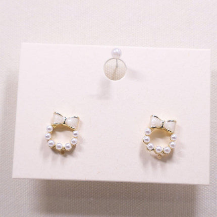 Chic Dainty Bow Earrings for Women Small Round Elegant Jewelry Fashion Gift
