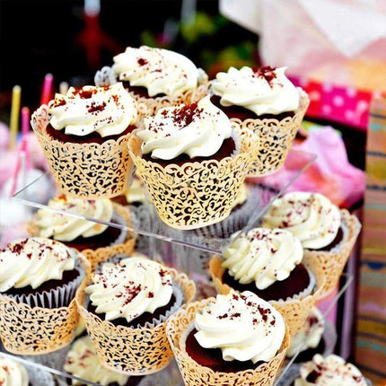 25x Laser Cut Cupcake Wrappers Filigree Case Wedding Baby Party Many Colour - Aimall