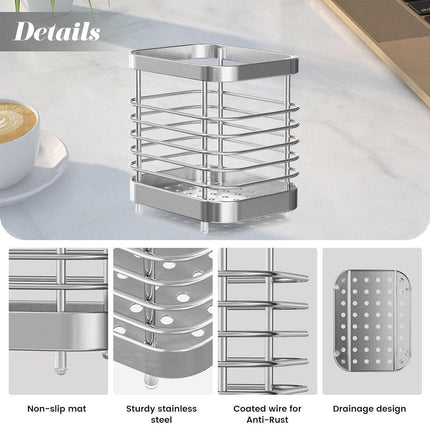Stainless Steel Household Toothbrush Holder Draining Storage Shelf for Bathroom