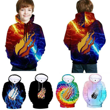 160CM Kids Boys Prestonplayz Flame Hoodie Sweatshirt Jumper Tops Gift 5-10 yrs - Aimall