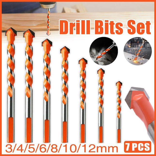 7 PCS Drill Bits Set Metric Metal Twist Cobalt HSS Steel Case 3-12mm Coated Tool - Aimall