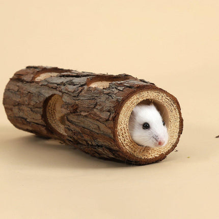Solid Wood Hamster Pipe Rabbit Chew Toy Tree Cylinder Cross Border Pet Supplies