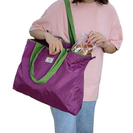 Ultra-Light Foldable Large Capacity Portable Shopping Bag with Drawstring Mouth