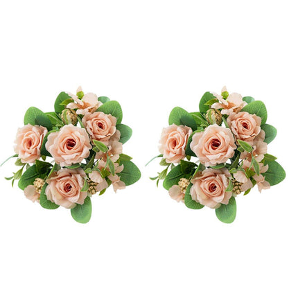 2Pcs Simulation Rose Bouquet Home Decoration Artificial Flower Arrangement Set