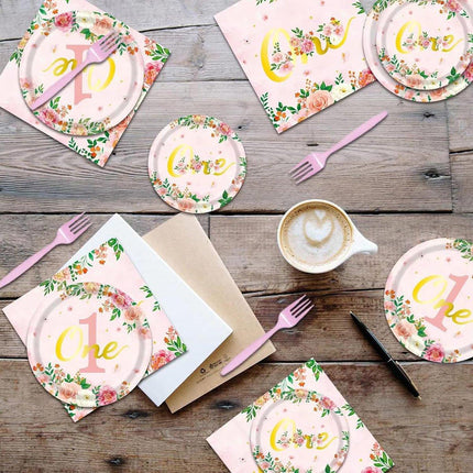 96pcs 1st Birthday Party Supplies Set Tableware Decorations for Baby Birthday
