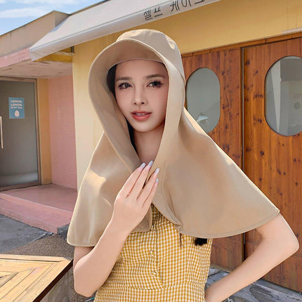 Women Summer Sun Protection Hat Large Brim Face Cover Shawl UV Protection Cap