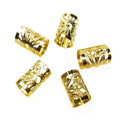 Dreadlock Hair Braid Cuff Clips Bead Ring Wrap Adjustable Jewellery Gold Set 40x - Aimall