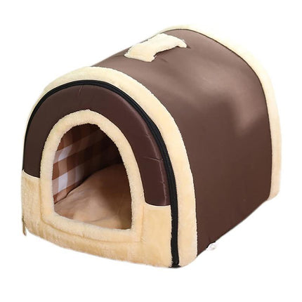 M Size Pet House Kennel Soft Igloo Beds Cave Cat Puppy Bed Warm Cushion Fold - Aimall