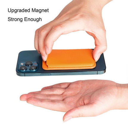 Magnetic Card Holder For Magsafe iPhone 14 13 Pro Max Leather Wallet Card Pocket - Aimall