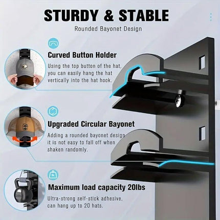 Multi Tier Wall Mounted Hat Storage Rack Cap Organizer for Baseball Hats and Cap