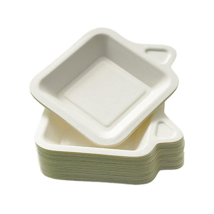 100PCS Degradable Paper Plates Thickened White Rectangular Cake Paper Plate