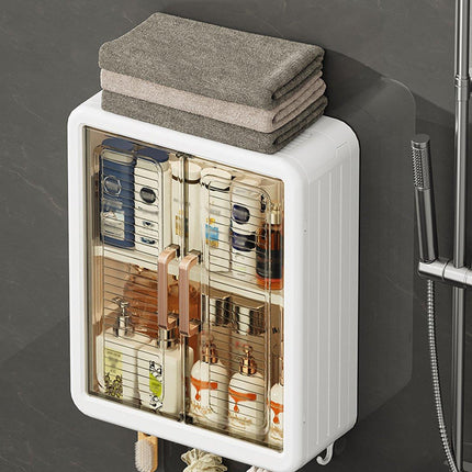 Wall Hanging Storage Cabinet Punch-Free Bathroom Organizer for Rental Rooms