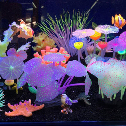 Silicone Artificial Aquarium Plants Underwater Fish Tank Decoration Decor Set