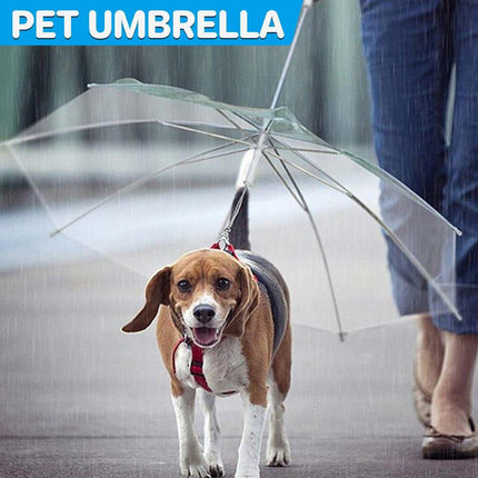 Pet Dog Transparent Umbrella 30 inch Diameter With Dog Leash For Rain Walking Outdoor