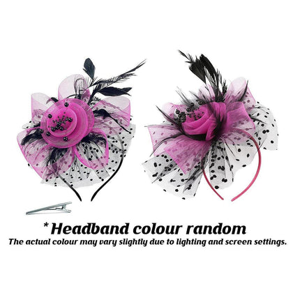 Vintage Accessories Mesh Veil Headpiece Feather Floral Headwear for Women Party