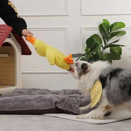 Plush Cartoon Duck Dog Toy Interactive Squeaky Pet Toy Durable Fun Chew Toy