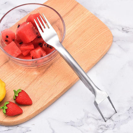 Multifunctional Watermelon Fork Slicer Cutter Stainless Steel Fruit Fork Tools - Aimall
