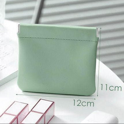 1x Pocket Cosmetic Bag Portable self-Closing Water-Resistant Leather Storage Bag - Aimall