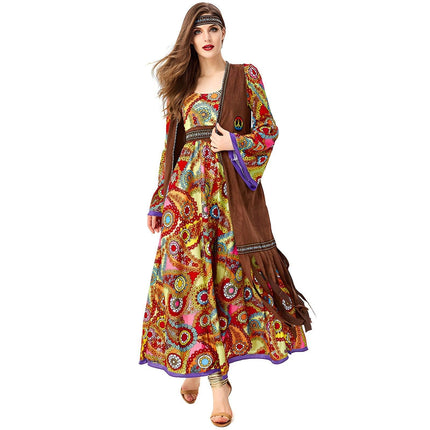 70 S Retro Disco Hippy Dress Hippie Costume Dress Primitive Tribal Goddess - Aimall