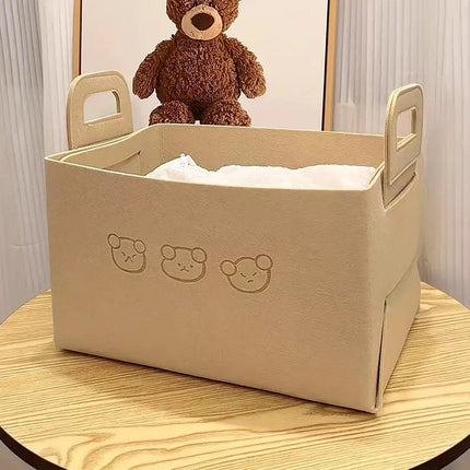2pcs Felt Storage Basket Foldable Large Bear Basket Car Boot Basket for Dirty