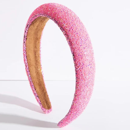 Hairband Padded Sponge Sequin Women's Wide Hair Band Hoop Headband Fashion - Aimall