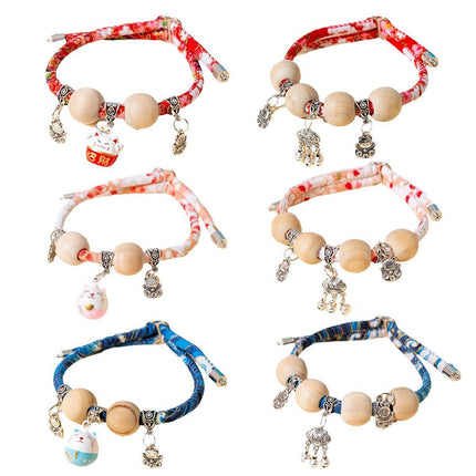 Camphor Wood Bead Collar with Bell Necklace for Cats and Dogs Pet Accessories