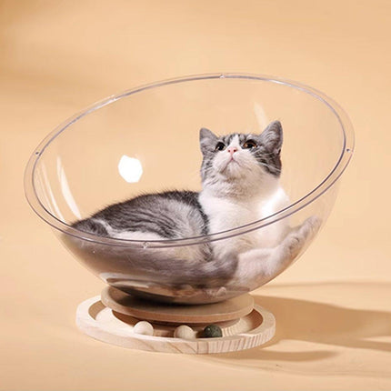Four Seasons Acrylic Space Capsule Cat Bed Semi-closed Cool Nest Turntable Toy