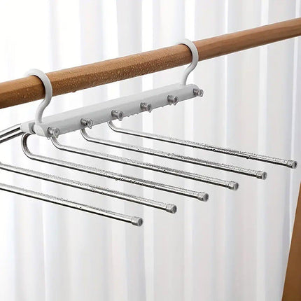 Stainless Steel Multi-Layer Pants Rack Folding Telescopic Anti-Slip Clothes Rack