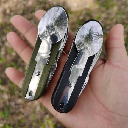 6in1 Portable Folding Knife Fork Spoon Set Outdoor Multi Functional Tableware