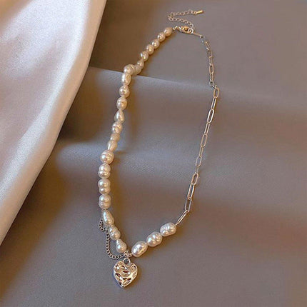 Sweet Love Heart Necklace Tassel Chain Asymmetric Collarbone Jewelry for Women