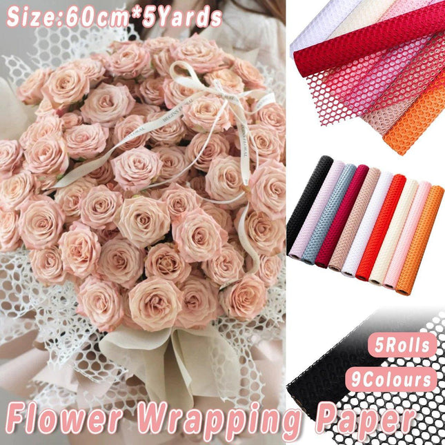 5 Rolls Hole Mesh Floral Paper Bouquet Wrapping Paper Floral Gauze Material