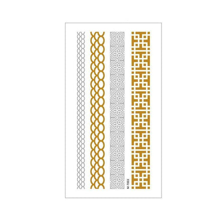 Women Lady Metallic gold silver color boho arm Body Temporary Tattoo Sticker Art - Aimall