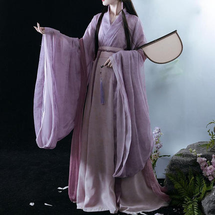 Chinese Traditional Hanfu Costume Woman Ancient Oriental Purple Dress Elegance - Aimall