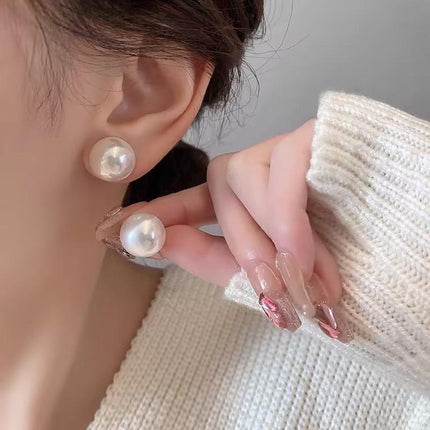 Delicate 925 Sterling Silver 8,10,12,14mm Natural Freshwater Pearl Stud Earrings - Aimall