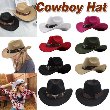 Vintage Woolen Felt Top Hat Cowboy Hat Classic Style Fashion Hat for Men