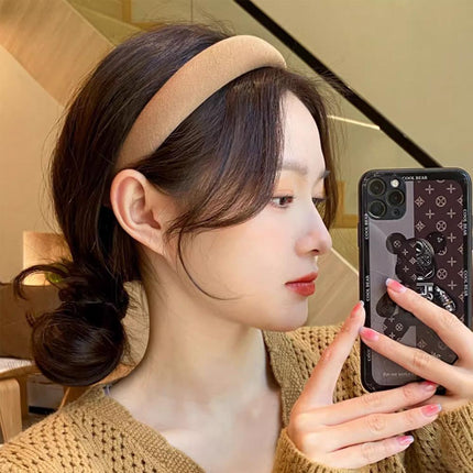 Ladies Headband Padded Hairband Wide Sponge Hair Hoop Solid Colour Accessories - Aimall