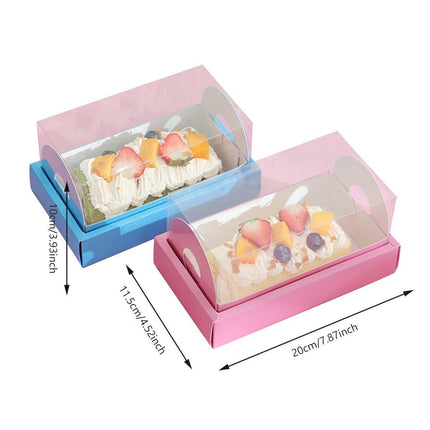 20pcs Transparent Long Cake Roll Packing Boxes Clear Dessert Bakery Containers