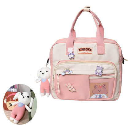 Kawaii Crossbody School Bag for Girls Large Capacity Kawaii Bag With Kawaii Pin