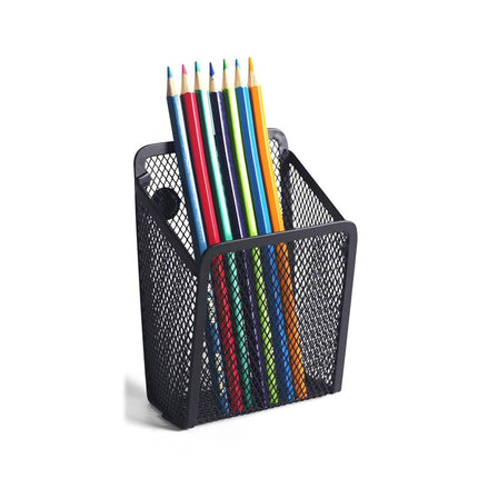 Metal Iron Mesh Pen Holder Magnetic Square Office Desk Storage Organizer Box