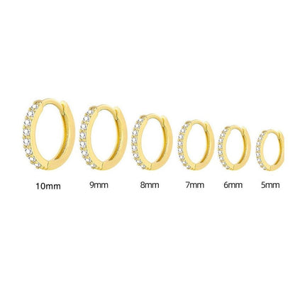 7sizes Hoop Earring Silver Zirconia Ear Huggie Hoop Cartilage Piercing Jewellery - Aimall