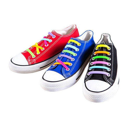 No Tie Elastic Silicone Shoe Laces Shoelaces Sneakers Runners Child Adult Unisex 16PCS - Aimall
