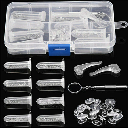 Eyeglasses Repair Kit Box Screws Silicone Nose Pads Bracket Glasses Accessories